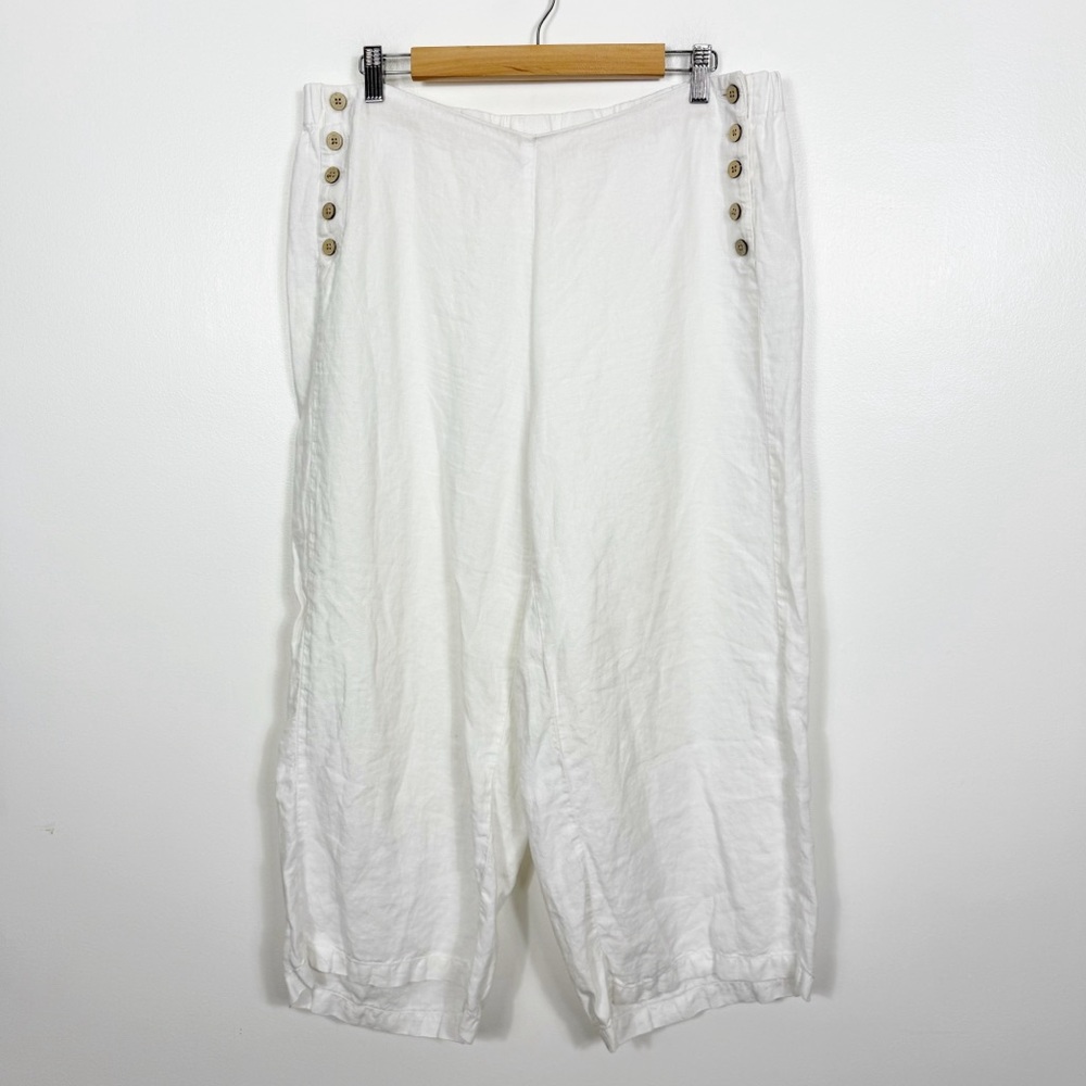J. Jill Love Linen White Cropped Wide Leg Sailor Pants Size Extra Large